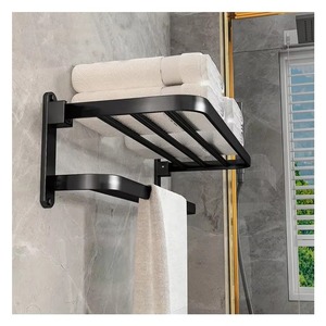 Porte-serviettes mural en métal au design minimaliste adapté aux salles de bains modernes et aux arrangements de serviettes soignés - Product Image 1