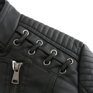 Chaqueta de lana con cremallera clásica de motociclista personalizada para hombre con cuello vuelto abierto piel de oveja nueva condición - Product Image 5