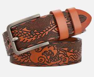 Premium unisexe peau de vache Western Floral Designs ceinture sculpture cuir pleine fleur pour les femmes longueur personnalisée ceintures de luxe prêt à expédier - Product Image 2