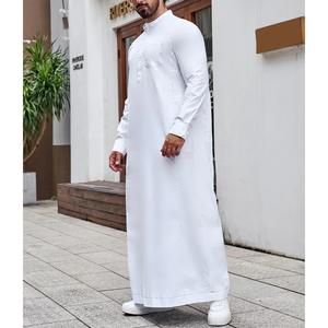 Thobe arabe musulman à manches longues en polyester doux Jubba pour vêtements islamiques vêtements traditionnels saoudiens - Product Image 4