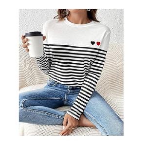 Camiseta de Manga Larga de Algodón 100% Estampada Informal para Mujer, Alta Calidad, Nueva Llegada, Talla Grande, Fábrica de Bangladesh, ODM - Product Image 3