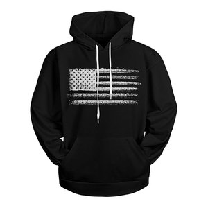 Sweat-shirt à capuche personnalisé OEM avec drapeau américain vieilli, style vintage, avec poche kangourou pour hommes et femmes DDP - Product Image 1