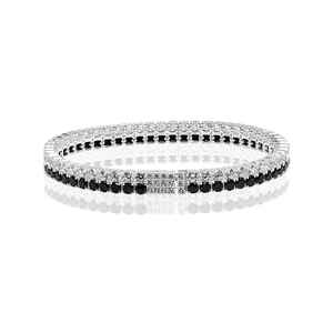 925 Sterling Sliver <b>Black</b> and White Moissanite Diamond Classic Tennis <b>Bracelet</b> For <b>Women</b> Luxurious and Party Wear Jewelry - Product Image 4