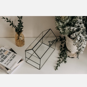 Modern <b>Mini</b> Glass Terrarium Customised Black Metal Frame Geometric Shaped Outdoor Wedding Home Use Table Top Floor <b>Vase</b> Custom - Product Image 3