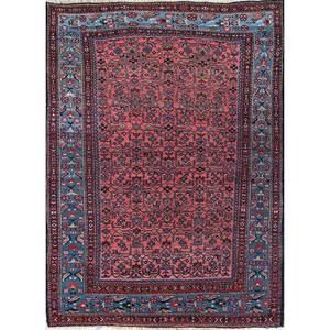 Tapis en laine noués à la main Aalam, motif floral et abstrait rouge et orange, 9x12 rectangulaire, pour entrée et salon Pae-4075 - Product Image 1