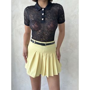 Blusa Elegante con Cuello de Encaje TOPSHOW, Negra, 100% Poliéster, para Mujer - Top de Manga Larga con Estilo para Uso Diario y Oficina - Product Image 4