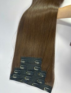 Extensiones de Cabello Natural Virgen de Alta Calidad con Clip, 100% Cabello Remy Vietnamita Liso, Color Marrón, Liso Extremo, Sin Caída, Hecho a Máquina - Product Image 4
