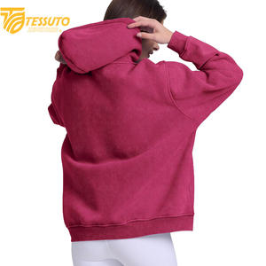 Vente en gros de sweats à capuche de haute qualité, couleur unie, avec impression de logo sur mesure, 100% coton, courts pour femmes - Product Image 4