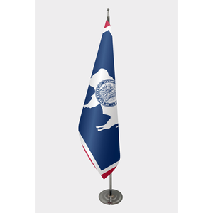 Drapeau d'intérieur personnalisé du Wyoming 3x5 pieds imprimé numériquement sur nylon avec mât en aluminium et logo personnalisé - Product Image 1