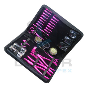 Kit de pinces d'extension de cheveux multiples de 7 pouces avec plusieurs accessoires de couleur rose vif et possibilité d'étiquetage gratuit de la marque sur mesure - Product Image 1