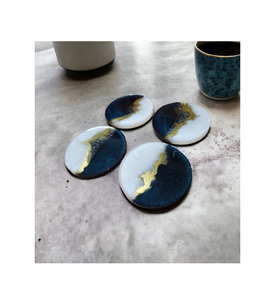 Dessous de verre en résine époxy avec couleur bleue Dessous de verre en résine époxy Dessous de plat au design unique Qualité industrielle - Product Image 4