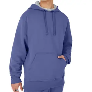 Erkekler için pamuk düz kazak erkek hoodie düz mavi hoodie düz polyester pamuk erkekler polo hoodies