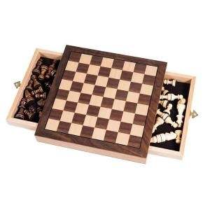 Double wooden chess <b>board</b> with checkers on the reverse side for added play options and family entertainment - Product Image 4