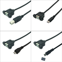 0.5M tipe B Female ke Micro USB Mini tipe-c Male kabel ekstensi Panel Mount sekrup untuk Printer kabel Data