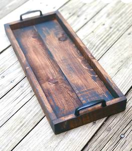 ถาดไม้สี่เหลี่ยมสำหรับเสิร์ฟทรงสี่เหลี่ยมผืนผ้าตกแต่งตามธรรมชาติขนาดมาตรฐานสำหรับงานแต่งงานที่บ้านอาหารที่เสิร์ฟติดผนัง - Product Image 2