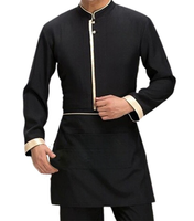 Uniforme de serveur unisexe à manches longues en polyester/coton tissé avec fermeture boutonnée pour restaurant et bar