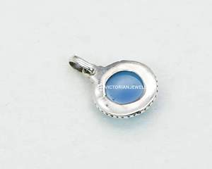925 plata esterlina sólida mayo mes piedra natal Calcedonia azul con ajuste de bisel colgante de forma redonda - Product Image 3