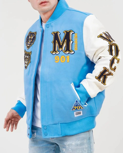 Chaqueta Deportiva con Botones de Retazos para Hombre y Mujer, Chaqueta de Béisbol Personalizada con Manga de Cuero, Novedad, Unisex - Product Image 1