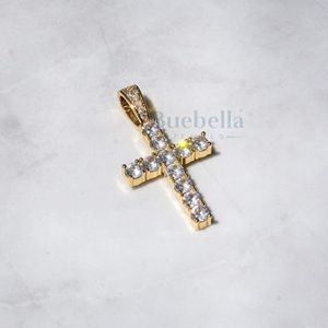 Women's 925 <b>Sterling</b> <b>Silver</b> 18K Gold Plated Hiphop <b>Cross</b> Pendant VVS Moissanite Gemstone for Party Charms - Product Image 3