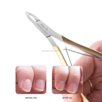 Coupe-cuticules professionnel en acier inoxydable de haute qualité avec manche doré, lame courbée et mâchoires larges, fin et tranchant, outil de beauté pour les ongles
