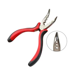 Pince à extensions capillaires TEEJAY à embout incurvé 3 trous en acier inoxydable pour pose/retirage de micro-anneaux, perles et pointes de plumes, logo personnalisé OEM - Product Image 1