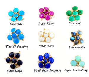 Colgante de bisel turquesa 10mm flor redonda tallada azul turquesa oro Vermeil 925 colgantes de bisel de plata esterlina encanto hecho a mano - Product Image 6