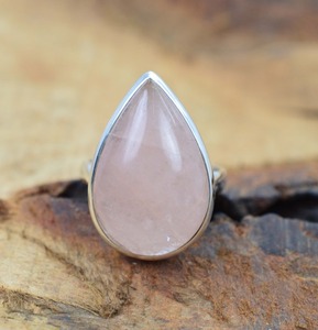 Quartz rose bague en pierres précieuses bijoux pour femmes argent Boho Style bijoux 925 argent Sterling tendance bague faite à la main cadeau pour elle - Product Image 3