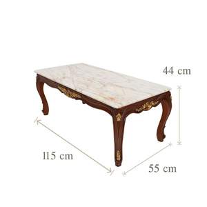 Elegante Mesa de Centro de Mármol con Detalles en Latón y Patas de Madera para una Decoración Clásica de Sala de Estar - Product Image 5