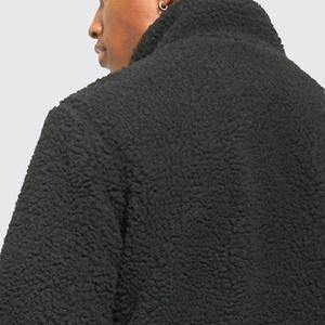 Veste polaire Sherpa noire à manches longues avec logo personnalisé Veste d'hiver polaire pour hommes - Product Image 2