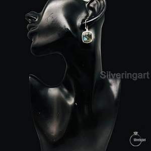 Pendientes de Plata de Ley 925 con Labradorita Azul Fuego Natural, Joyería Hecha a Mano para Aniversario o Boda - Product Image 3