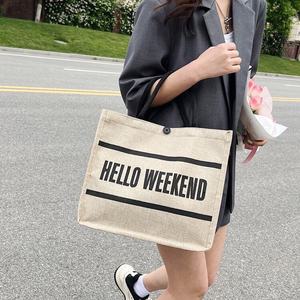 Bolsa de compras de uso diario con diseño personalizado de origen de Vietnam Material de yute de estilo manejado con 2 colores combinados - Product Image 2