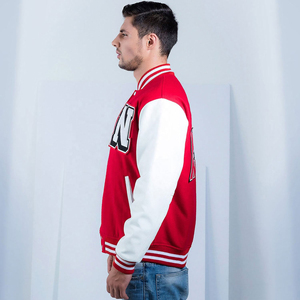 Custom Varsity Baseball <b>Jacket</b> Red White Stand Letterman Bomber Style Featuring Chenille <b>Patch</b> for College Use Bulk Supply - Product Image 4