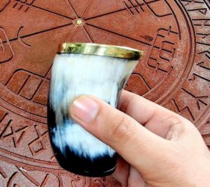 Vaso de chupito de cuerno vikingo para whisky Vodka Premium bebiendo cuerno Vaso de chupito para fiesta estilo Medieval Barware cerveza vino hidromiel taza - Product Image 3