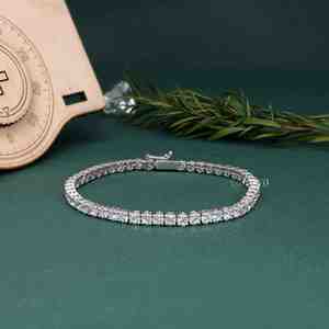 Pulsera de Tenis Hip Hop con Diamantes Redondos de Corte Brillante, Chapada en Oro Blanco de 14K, Regalo para Fiestas, Venta al por Mayor - Product Image 2