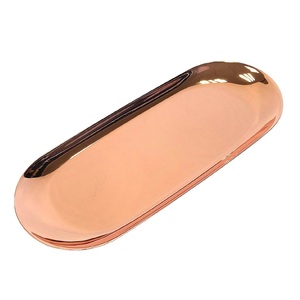 Plateau de service en cuivre martelé de créateur Plateau fait à la main écologique Taille personnalisée Plateau de table de luxe moderne de haute qualité - Product Image 3
