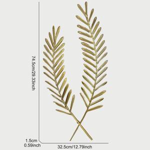Art mural en métal fini or à deux feuilles de style simple, idéal pour les cuisines, les salles à manger et les espaces d'accentuation murale latérale, décoration en provenance d'Inde - Product Image 3