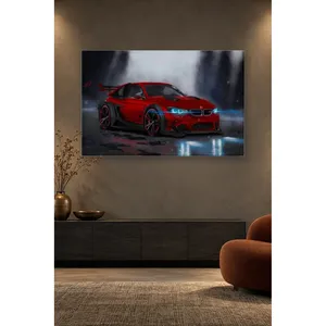 Fida Red BMW Racing Coupe with Neon Headlights <b>Canvas</b> Print - Product Image 1