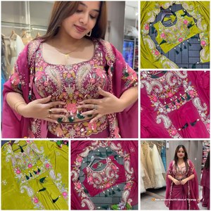 Trending Party Wear <b>Shrug</b> with Sharara Suit for <b>Wedding</b> and Party Wear at Affordable Price Sharara Blouse for Worldwide Export - Product Image 6