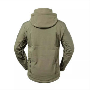 Vêtement en gros de couleur unie, veste softshell décontractée imperméable et coupe-vent personnalisée, fermeture éclair avec poche latérale - Product Image 5