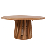Table à manger élégante en bois de teck massif pieds de panier convertibles fabriqués à la main pour les intérieurs rustiques modernes Boho pour la maison hôtel