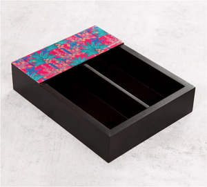 Bandeja para cubiertos decorativa hecha a mano moderna Diseño impreso de 2 compartimentos - Product Image 1