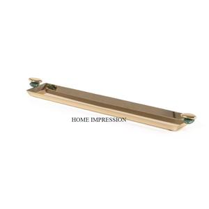 ถาดตกแต่งทรงโลหะทันสมัย ทำด้วยมือ ทนความร้อน ชุบทอง ลายแนวนอน ขอบตกแต่ง สำหรับงานแต่งงาน วางบนโต๊ะ วางบนม้านั่ง วางบนโต๊ะกาแฟ - Product Image 5