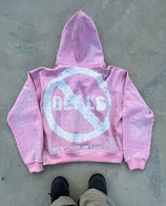 Sweat à capuche zippé surdimensionné pour homme en coton 100% de haute qualité avec strass pointus, design respirant et anti-rides - Product Image 3