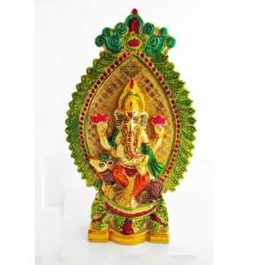 Dios Ganesha Hecho a Mano en Estilo Tradicional sobre un Carro de Aluminio Puro, Decoración para el Festival Diwali - Product Image 1
