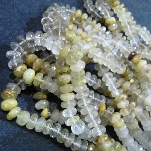 Quartz rutile doré Rondelle à facettes 8 à 9mm Rutile doré à facettes Brins de 8 pouces de long Perles semi-précieuses Tarifs de gros - Product Image 1