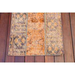 Alfombra, 1.7x3.1 pies, Alfombra Vintage, Alfombra Ikat Naranja de Lana - Product Image 5