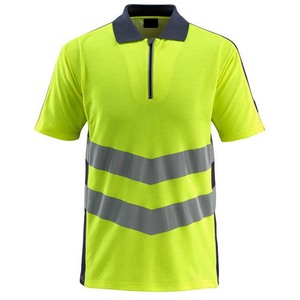 High Visibility Men's Polyester <b>Polo</b> Shirt with Reflective Stripes Workwear Uniform - Product Image 4