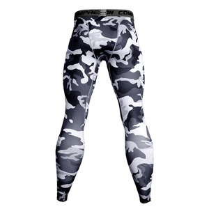 Medias de gimnasio atléticas de cintura elástica ajustadas para hombre, mallas de compresión de Color sólido, transpirables, de secado rápido, de longitud completa, de algodón, fibra de bambú - Product Image 3