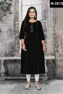 Venta al por mayor de lujo Rubi Material de algodón Pakistani Kurti Boutique Indian Party Wear Mujeres Formal Maxi Suit con Tallas grandes Kurtis - Product Image 5