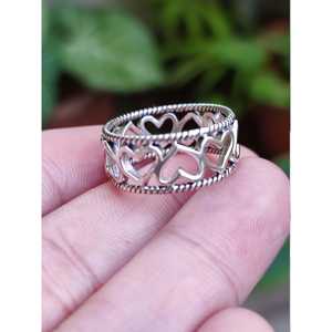 Anillo de Plata de Ley 925 Hecho a Mano con Corazones Entrelazados, Anillo Elegante para Mujer, Idea de Regalo de Navidad - Product Image 6